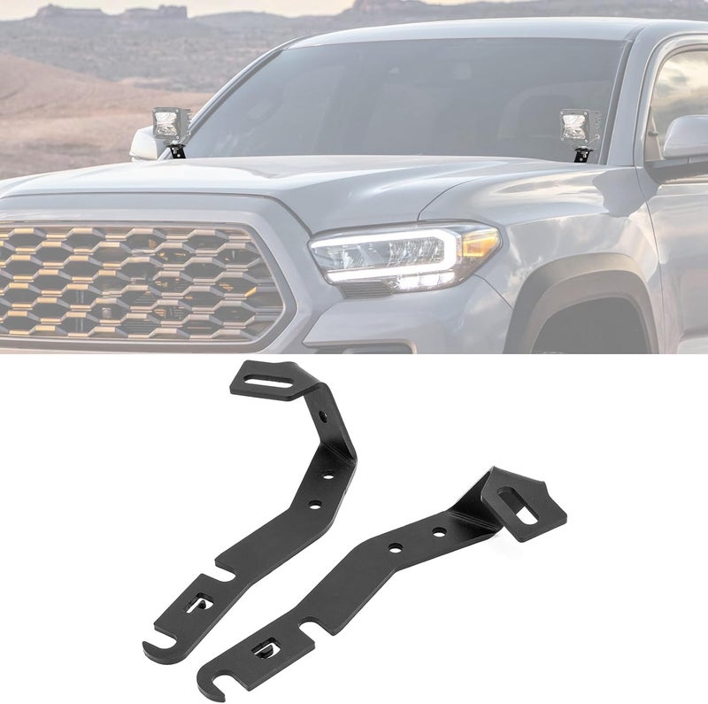 ROMELACK Upper LED Light Pods Brackets Ditch Hood Mount Bracket Compatible with Toyota Tacoma 2016-2023 (Black) - Image 1